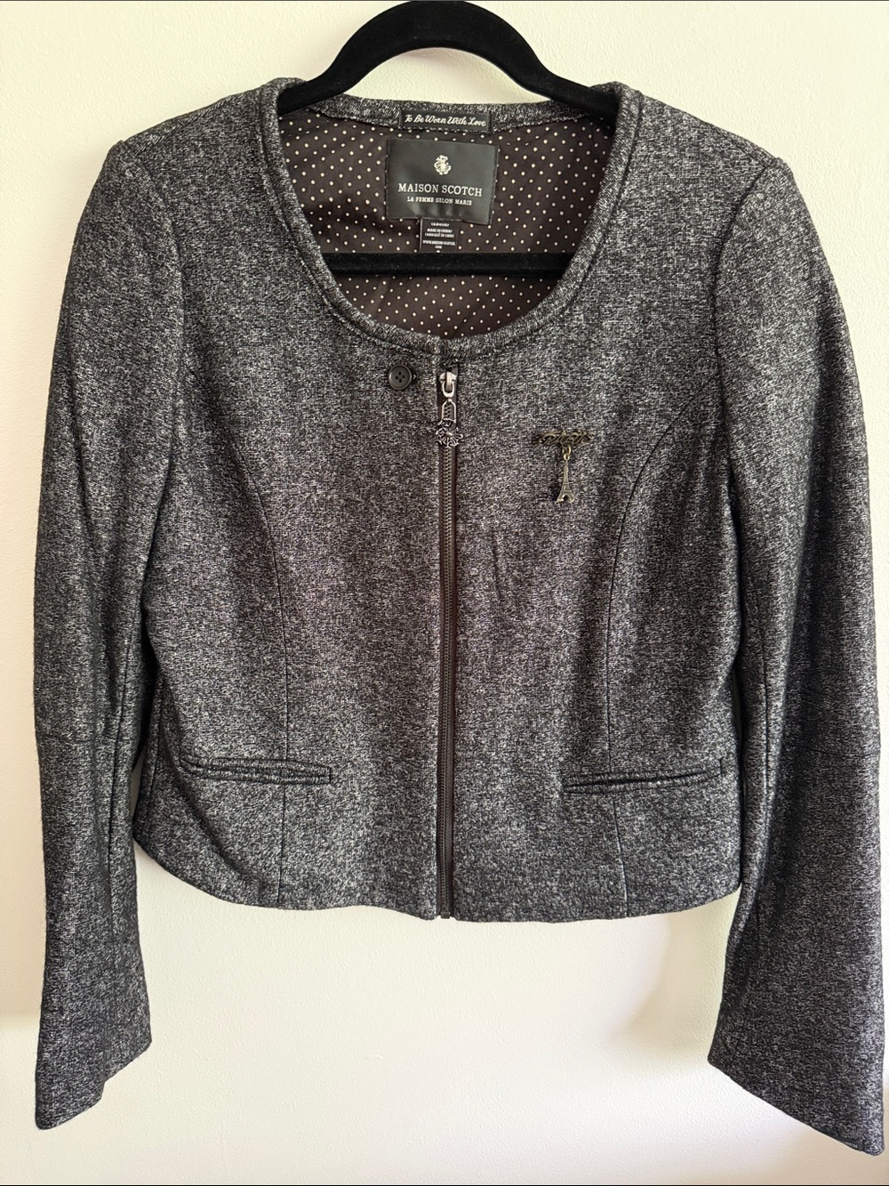 Maison Scotch (Scotch & Soda) Cropped Tweed Zip Jacket
